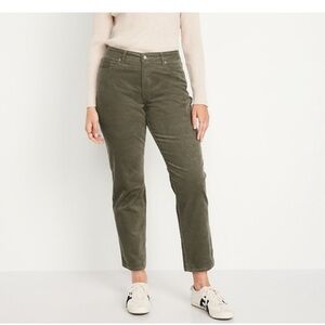 Old Navy High-Waisted OG Straight Corduroy Ankle Pants In Olive Size 12 TALL
